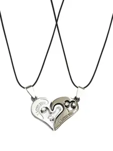 OOMPH Set of 2 Stainless Steel Pendants with Chains
