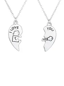 OOMPH Set of 2 Stainless Steel Pendants with Chains