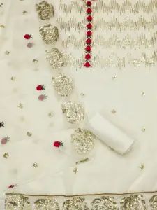 Panzora Geometric Embroidered Sequinned Unstitched Dress Material