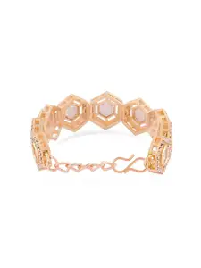 AMI Women Gold-Plated Artificial Stones-Studded Wraparound Bracelet