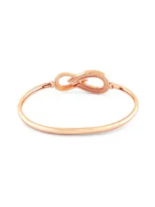AMI Women Rose Gold-Plated Cubic Zirconia-Studded Kada Bracelet