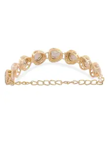 AMI Women Gold-Plated Artificial Stones-Studded Wraparound Bracelet