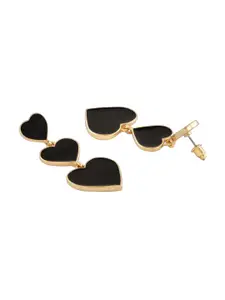 AMI Gold-Plated Heart Shaped Enamelled Drop Earrings