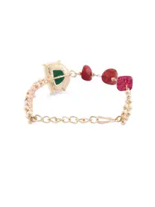 AMI Gold-Plated Stones & Beads Link Bracelet