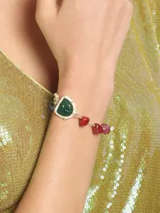 AMI Women Rose Gold-Plated Cubic Zirconia-Studded Kada Bracelet