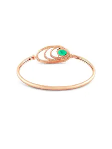 AMI Women Rose Gold-Plated Cubic Zirconia-Studded Kada Bracelet