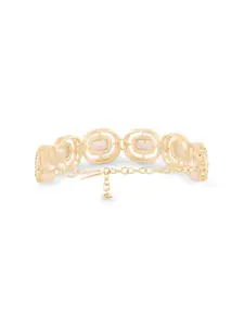 AMI Women Gold-Plated Artificial Stones-Studded Wraparound Bracelet