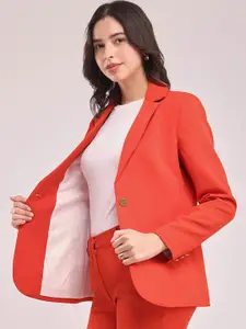 FableStreet Tailored-Fit Notched Lapel Single Breasted Cheery Red Blazer