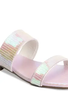 DressBerry Lavender Embellished Open Toe Flats