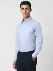 Van Heusen Slim Fit Textured Self Design Long Sleeves Cotton Formal Shirt
