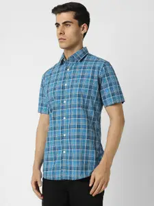 Van Heusen Sport Slim Fit Tartan Checked Pure Cotton Casual Shirt