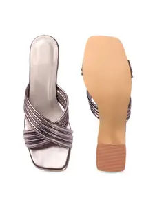 DressBerry Grey Strappy Block Heels