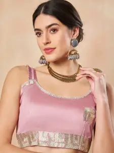 Saree mall Purple Embroidered Gotta Patti Poly Crepe Saree