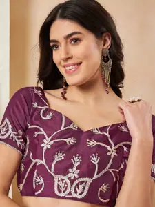 Saree mall Mauve Geometric Printed Gotta Patti Pure Chiffon Saree