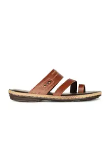 Bata Textured One Toe Leather Comfort Sandals