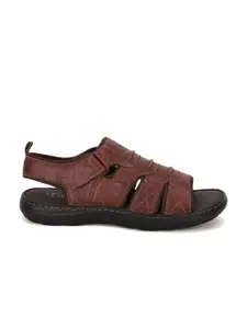 Hush Puppies Men Textured Leather Comfort Sandals