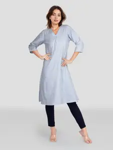 HERE&NOW V-Neck Striped Kurta