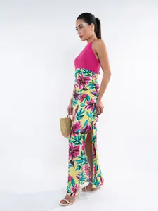 Stylecast X Hersheinbox Printed Lace Detail Sheath Maxi Dress