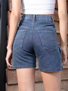 Stylecast X Hersheinbox Women High-Rise Denim Cargo Shorts