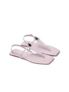 DressBerry Lavender Open Toe T-Strap Flats