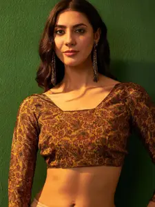 Sangria Ethnic Floral Printed Border Saree