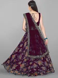 BAESD Girls Floral Printed Silk Semi-Stitched Lehenga & Unstitched Blouse With Dupatta