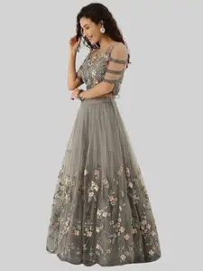 BAESD Embroidered Net Semi-Stitched Lehenga & Unstitched Blouse With Dupatta