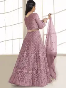 BAESD Girls Embroidered Semi-Stitched Lehenga & Unstitched Blouse With Dupatta