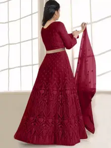 BAESD Girls Embroidered Semi-Stitched Lehenga & Unstitched Blouse With Dupatta