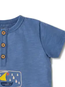 INCLUD Infant Boys Graphic Printed Henley Neck Pure Cotton T-shirt