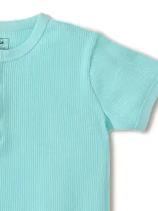 INCLUD Infant Boys Self Design Henley Neck Pure Cotton T-shirt