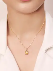 Zavya Gold-Plated 92.5 Sterling Silver Cubic Zirconia Studded Pendant with Chain