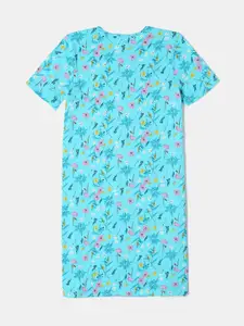 Jockey Girls Super Combed Cotton Printed Relaxed Fit Dress with Matching Headband-RG18