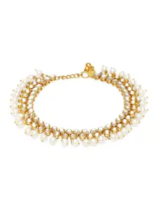 OOMPH Set of 2 Kundan Stone Studded Anklet