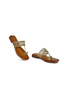 Shoestail Textured One Toe Flats