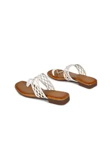 Shoestail Textured One Toe Flats