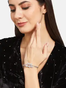 ATIBELLE Silver-Plated Cubic Zirconia Bangle-Style Bracelet