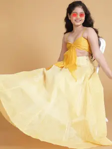 Aks Kids Girls Striped Ready To Wear Lehenga Choli