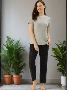 Kryptic Women Checked Relaxed Fit Pure Cotton Lounge Pants