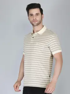 CELSIUS Striped Polo Collar Pockets Detail T-shirt