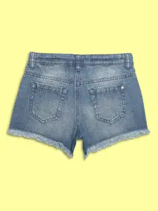 NEUDIS Girls Washed Mid Rise Denim Shorts