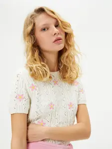 Koton Open Knit Self Design Pullover Sweater