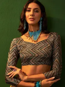 Sangria Abstract Printed Pure Crepe Saree