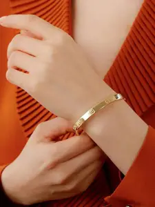 The Pari Stainless Steel Gold Plated Bangle-Style Bracelet