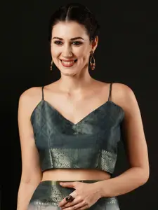 Anouk Peach & Brown Floral Printed Zari Sungudi Saree