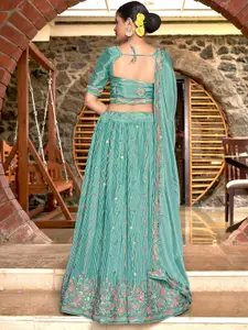 Satrani Embroidered Sequinned Semi-Stitched Lehenga & Unstitched Blouse With Dupatta