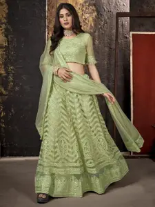 Satrani Embroidered Sequinned Semi-Stitched Lehenga & Unstitched Blouse With Dupatta