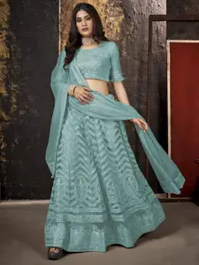 Satrani Embroidered Sequinned Semi-Stitched Lehenga & Unstitched Blouse With Dupatta