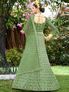 Satrani Embroidered Semi-Stitched Lehenga & Unstitched Blouse With Dupatta