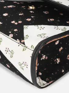 DEEBACO Patch & Floral Print Satchel